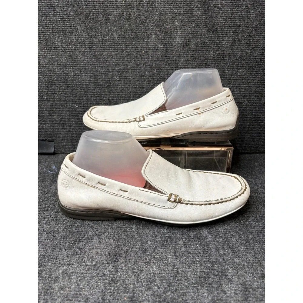 Rockport Mens White Washable Leather Loafers Moc Toe Slip On Shoes 8.5M APM27327